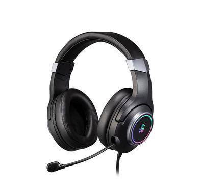 Bloody G350-BK RGB HiFi USB Virtual 7.1 Surround Sound Gaming Headphone with LED Light, Tangle-Free Braided Cable, Metal Adjustable Headband, USB Port - Black