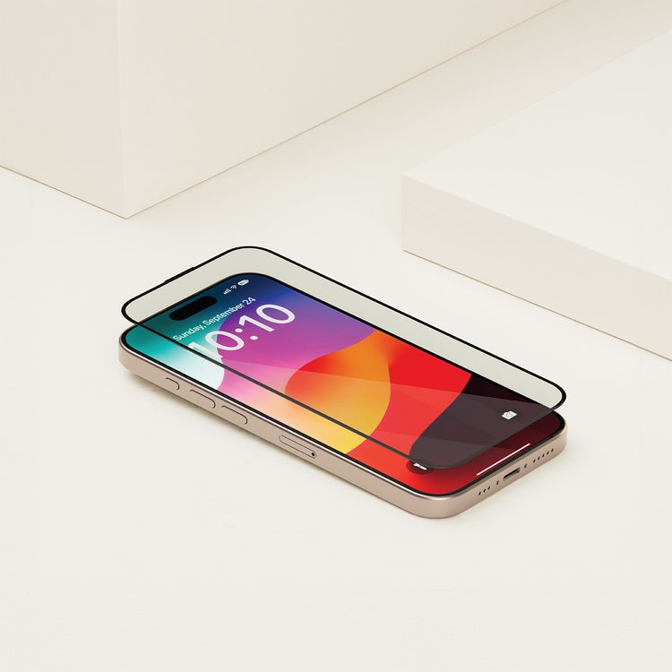 Levelo Twice-Tempered Clear Screen Protector for iPhone 15, Anti-Fingerprint, Full Protection Coverage, Anti-Scratch, Explosion-Proof Design, Anti-Static - Black