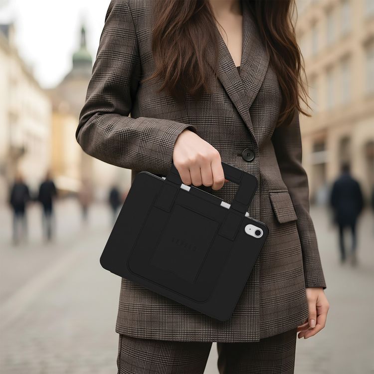 Levelo Aerolite Portable Handbag Keyboard Case with Responsive and Quiet Typing, Splash Resistance, Type-C Charging Port, Pen Holder Slot, Built-in Touch Pad & Kickstand, Ultra-Durable Keycaps, Extended Working Time, Bluetooth Version 5.4, 2 Hours Charging Time, TPU Material - Black