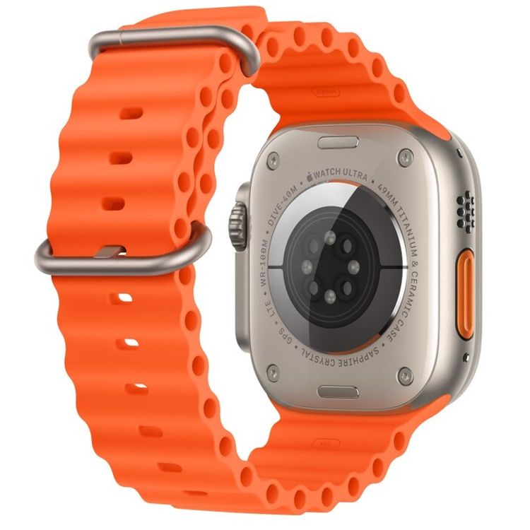 Apple Watch Ultra 2 [نظام تحديد المواقع + شبكة خلوية مقاس 49 ملم] مع هيكل من التيتانيوم وحزام برتقالي اللون