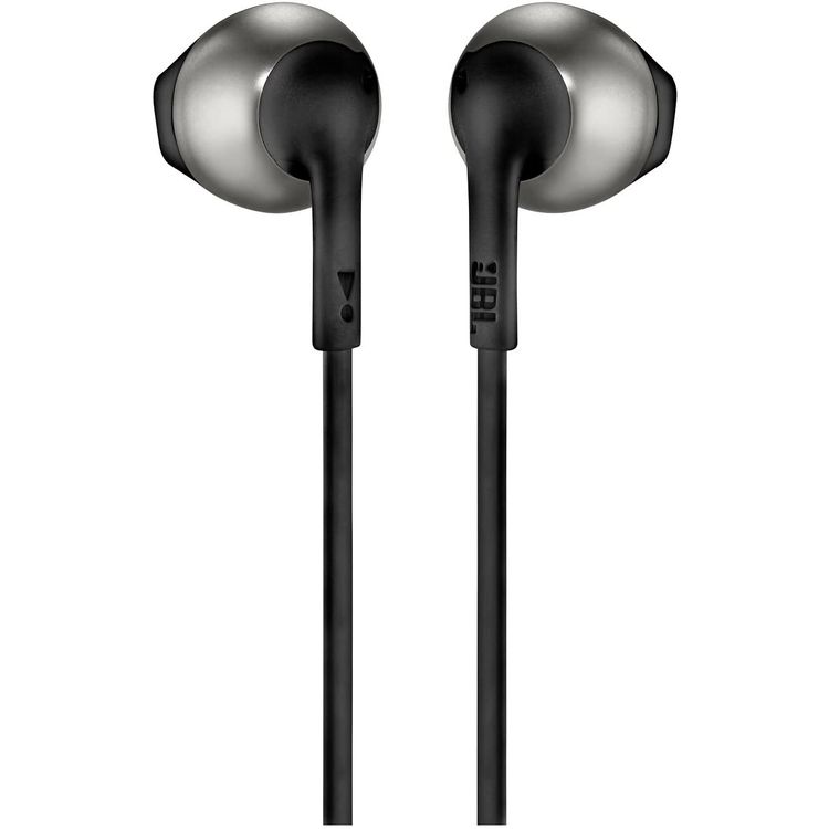 JBL Tune 205 In-Ear Wired Headphones with 3.5mm Audio Jack, Integrated Microphone, 118.2cm Length, JBL Pure Bass Sound, Carrying Pouch - Black