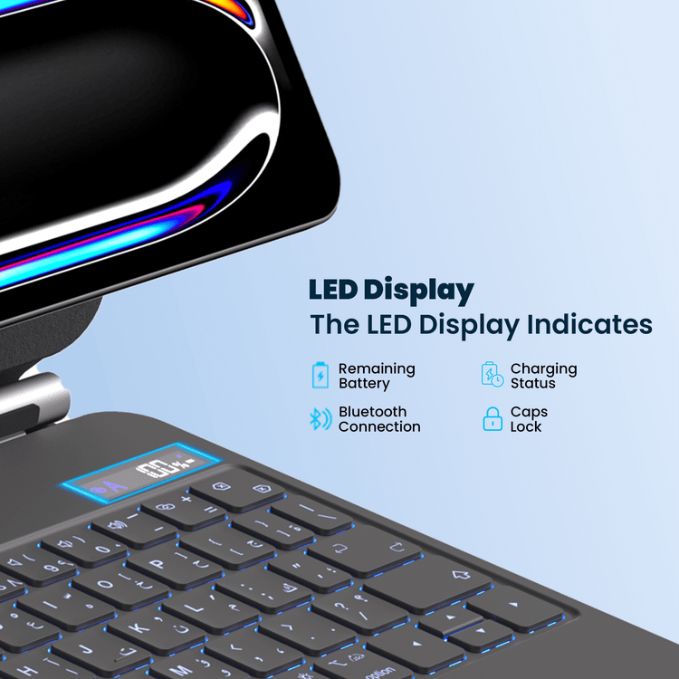 حافظة لوحة مفاتيح لاسلكية من باورولوجي داينا بورد لجهاز آيباد برو 11 بوصة (M4)، حامل هاتف ماج سيف، لوحة لمس، مفاتيح وسائط متعددة، سعة بطارية 500 مللي أمبير/ساعة، وقت عمل 8 أيام، وقت شحن 2.5 ساعة، سهولة الوصول إلى القلم، بلوتوث الإصدار 5.1، نطاق نقل 10 أمتار، ملحق سريع التركيب - أسود
