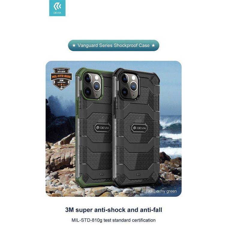 Devia Vanguard Shockproof TPU+PC Case Compatible for iPhone 12 / 12 Pro (6.1") Dual Protection for Camera Screen - 3m Drop Resistant Anti-Impact & Anti-Fall Back Cover - Green