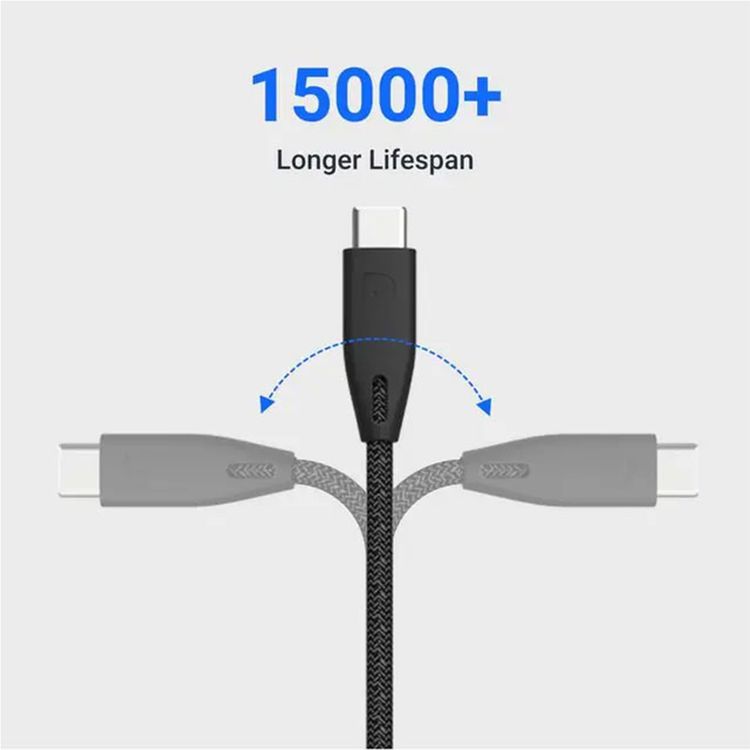 Powerology USB Type C Cable, Type C Data Cable Braided, Compatible for Samsung Galaxy, MacBook Pro, Nintendo Switch, Huawei MateBook X Pro etc (Black)