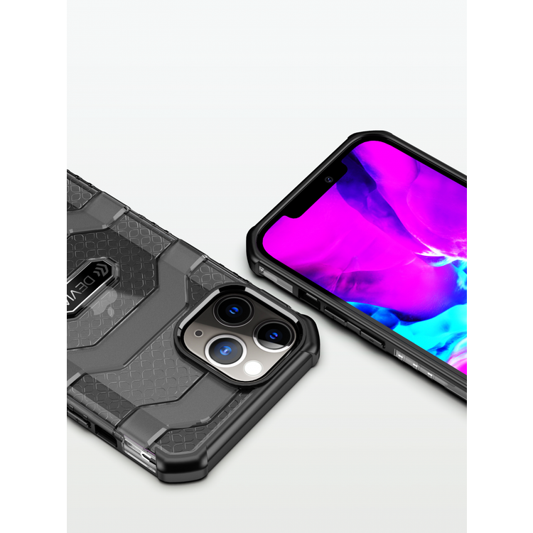 Devia Vanguard Shockproof TPU+PC Case Compatible for iPhone 12 / 12 Pro (6.1") Dual Protection for Camera Screen - 3m Drop Resistant Anti-Impact & Anti-Fall Back Cover - Black