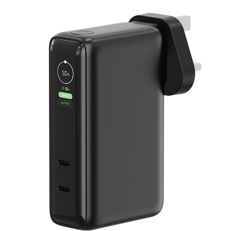 Green Lion ENERGIX 10000mAh Power Bank and PD 67W Charger with Flight Aprroved, Simultaneous Charging, Wide Compatibility, Multiple Protection, Dual USB-C Ports, Laptop Compatible, Adaptive Charging for All Devices, ABS + PC Material, Real-Time TFT Display, Reliable Power Maximum Protection - Blach