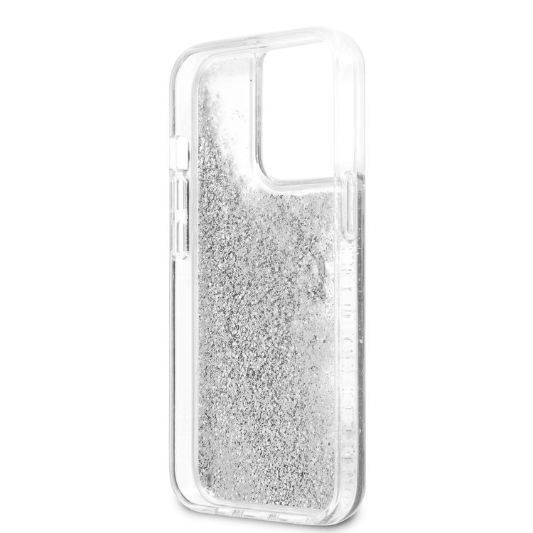 CG MOBILE Guess Liquid Glitter Case with 4G Electroplated Logo Compatible for iPhone 13 Pro (6.1") Anti-Scratch, Easy Access to All Ports, Shock Absorption