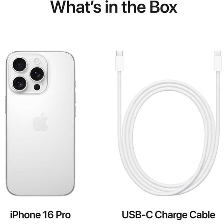Apple iPhone 16 Pro with 512GB Capacity, 6.3‑inch Screen Size, USB-C Connector Type, 6‑Core CPU, 6‑Core GPU, 5G Network Technology, Splash, Water & Dust Resistant, Middle East Version - White Titanium