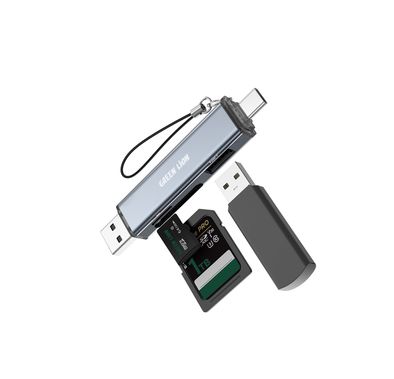 Green Lion 3-in-1 Card Reader with USB-A & USB-C Connecti...