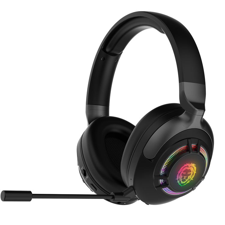 Green Lion Shadow ANC Gaming Headset with 50 Hours Play Time, 50 mm Dynamic Driver, Immersive Audio Experience, Multi-Device Compatible, Detachable Boom Microphone, ANC Noise Block Out, 2.5 Hours Charging Time, Bluetooth Version 6.0, 10m Operating Distance - Black Color