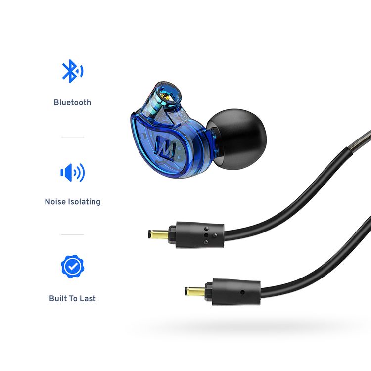 MEE Audio M6 Pro 2nd Generation In-Ear Monitors Headphones Wired + Wireless Combo Pack: Includes Stereo audio Cable and Bluetooth audio Adapter (Blue)