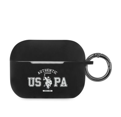 CG Mobile U.S.Polo Assn. Silicone Uspa Authentic Case Compatible for Airpods Pro, Scratch Resistant, Shock Absorption & Drop Protection Cover Officially Licensed, Black
