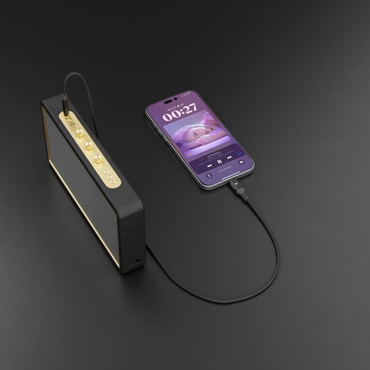 Powerology USB-C to 3.5mm AUX Cable with 1.2m Length, Wide Compatibility, 20000 Bends Lifespan, Braided Nylon Material, Hi-Fi Audio - Dark Gray