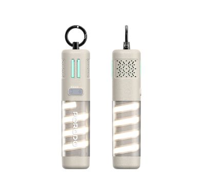 Porodo PowerBeam 5000mAh Power Bank with Flashlight, Insect Repellent, USB-C Port,  110 Minutes Charging Time, LED Power Indicator, Built-in Carabiner - Khaki