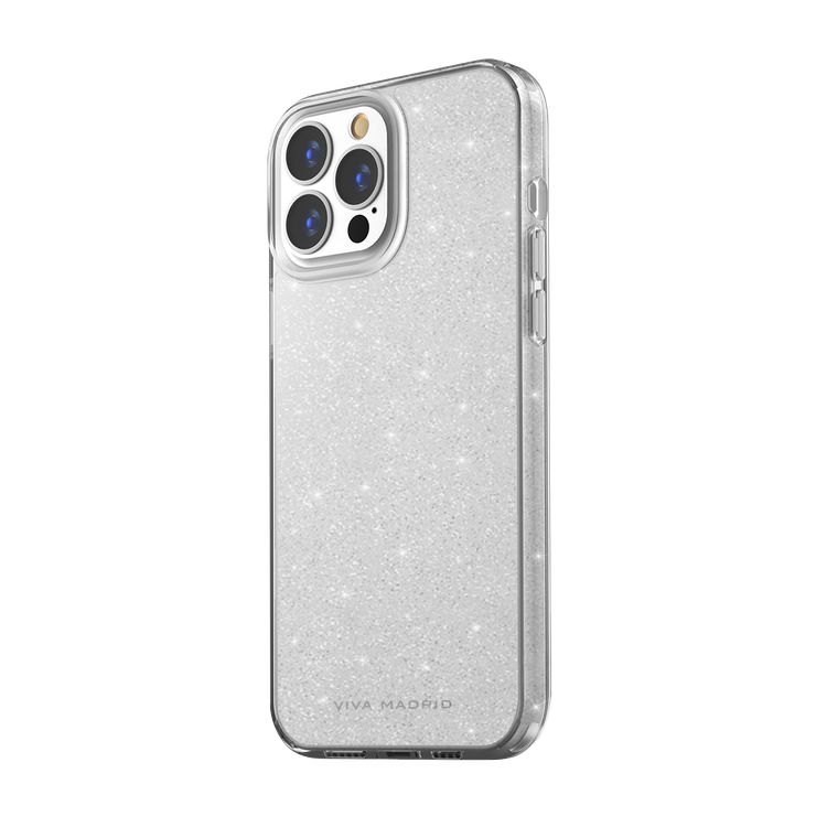 Viva Madrid Celeste TPU/PC Air Pockets Case for Apple iPhone 13 Pro Max (6.7") 360º Full Protection, 3ft. Shockproof Clear / Silver Glitters