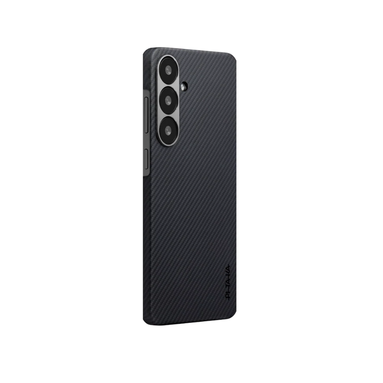 Pitaka Ultra Slim Case for Samsung S25, 6.3-inch, Aerospace-Grade Aramid Fiber, 3D Grip Textured, Raised Camera Lip, Compatible with MagEZ Car Mount Pro 2 Qi2 & MagEZ Grip - Black / Gray (Twill)