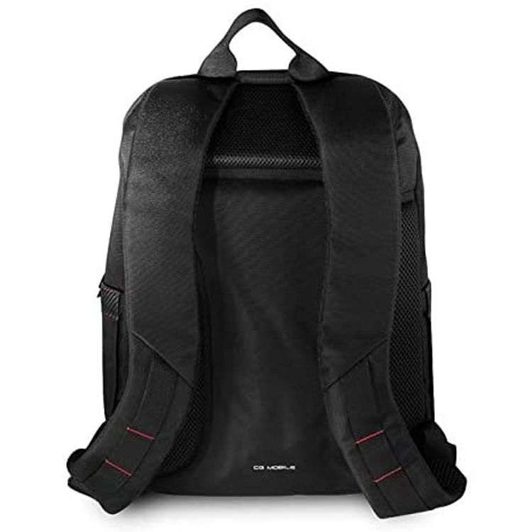 CG Mobile Ferrari Scuderia New Simple Version Nylon & PC Carbon Backpack Compatible for 15" inch iPad, Tablets, Laptop, Adjustable Padded Shoulder Straps Officially Licensed - Black