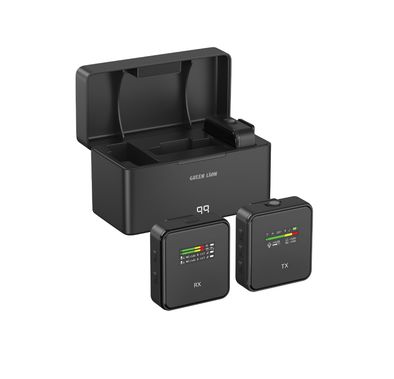 Green Lion GLM-Professional Wireless Microphone with Digital Display, Furry Wind Muff, HD Radio, Noise Reduction, Real-Time Monitoring, Full Directional, Up to 30m Transmission Distance - Black