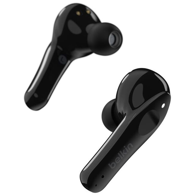 Belkin SOUNDFORM Move Plus True Wireless Earbuds with Wireless Charging Case, Touch Control, Take Calls with Either Earbud, 3 Sizes Ear Tips, IPX5 Waterproof Rating, 6mm Driver Size, Lightweight - Black 