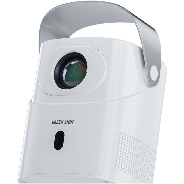 Green Lion Pluto 4K Portable Projector with High Quality Sound, Remote Control, ABS & PC Material, UK Power Plug, 30000+ Hours LED Lifespan, Wireless Screen Mirroring, Auto Keystone Correction, 8GB Storage, 90° Rotation, HDMI, USB, Wi-Fi and 5.0 Bluetooth Version Connectivity - White