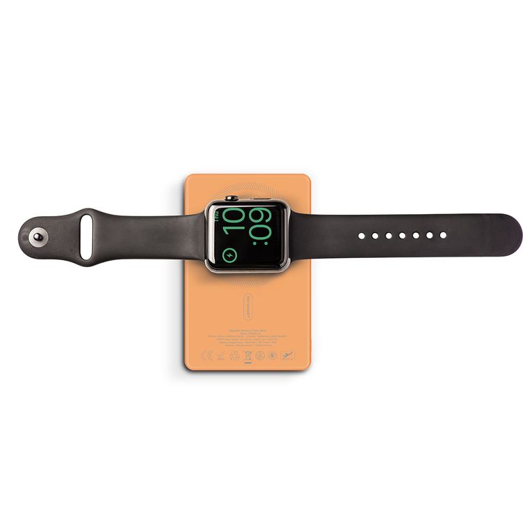 Powerology MagVolt 10000mAh Power Bank, 2.5W Watch Output, Up to 15W Phone Output, 20W Power Delivery, Ultra-Slim Design, Smart TFT Display, N54 MagSafe Compatible - Orange