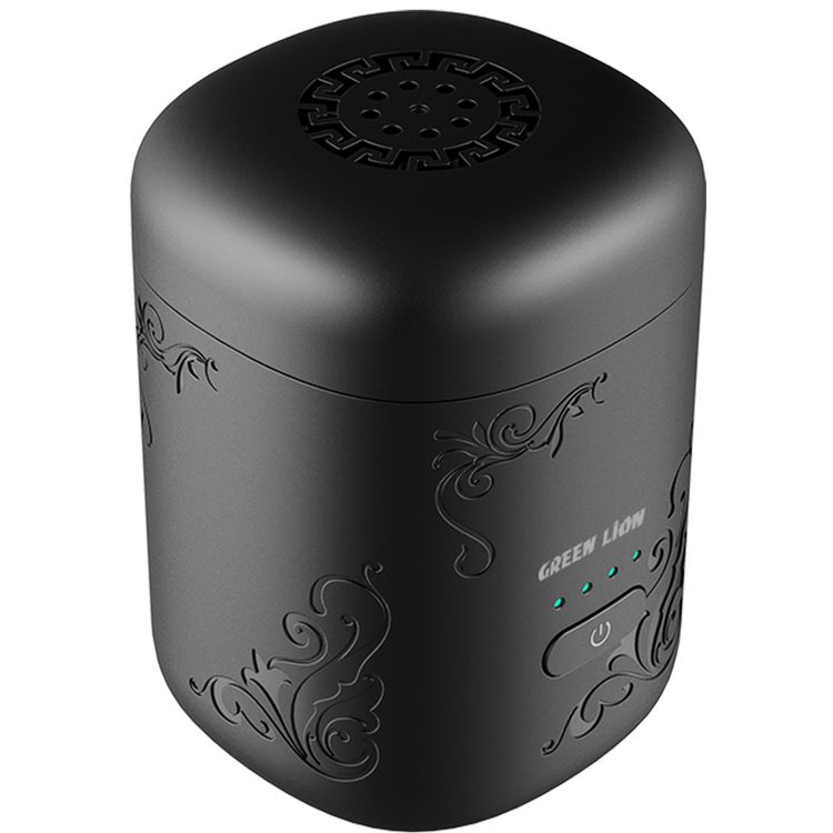 Green Lion Aseel Bakhour Burner with Aesthetic Appearance, 1400mAh Battery, 120 Seconds Single Burning Time, Auto-Off Function, Wide Area Coverage, LED Indicator, Safe & Non-Toxic - Black
