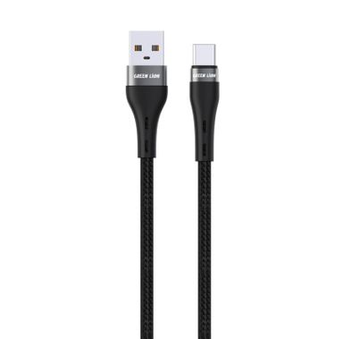 كابل جرين ليون من USB-A إلى USB-C مضفر بطول 2 متر، معالجة خالية من التشابك، متوافق مع مجموعة واسعة من الأجهزة، يتميز بخاصيتي الشحن والمزامنة، آمن ومضمون، سرعة نقل بيانات تصل إلى 480 ميجابت في الثانية، يتمتع بعمر يصل إلى 10000 انحناء، مصنوع من مادة الألومنيوم - اللون الأسود.