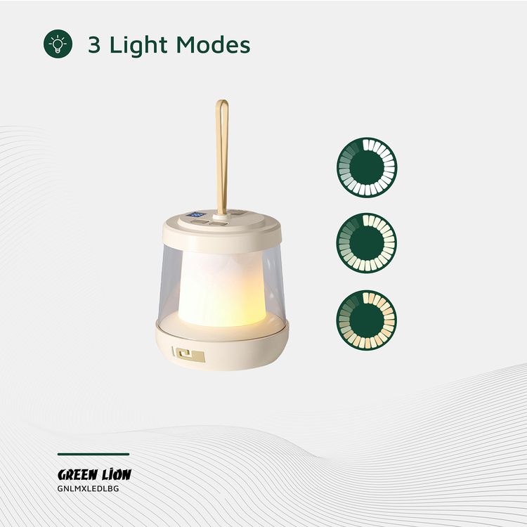 Green Lion Lumex LED Light with Inbuilt LED Strip Light, ABS + PC & Silicone Material, 1800mAh Battery Capacity,  Type-C Charging Port, 4 Hours Charging Time, 6-12 Hours Working Time, 10m Color Reel Length, 150 Lumens Brightness, 95 LED Beads - Beige