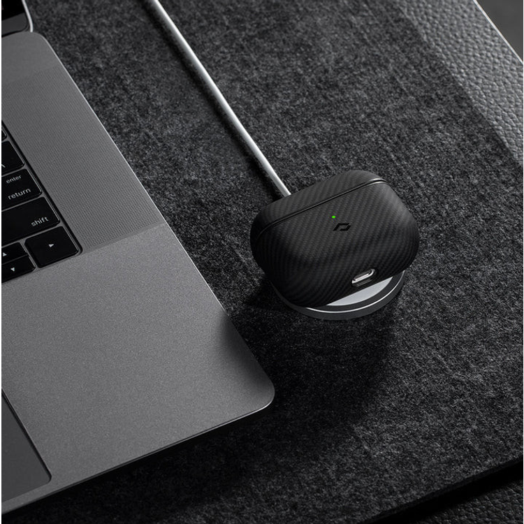 Pitaka MagEZ Magsafe Airpods Case for Airpods 3 - أسود / رمادي من نسيج قطني طويل