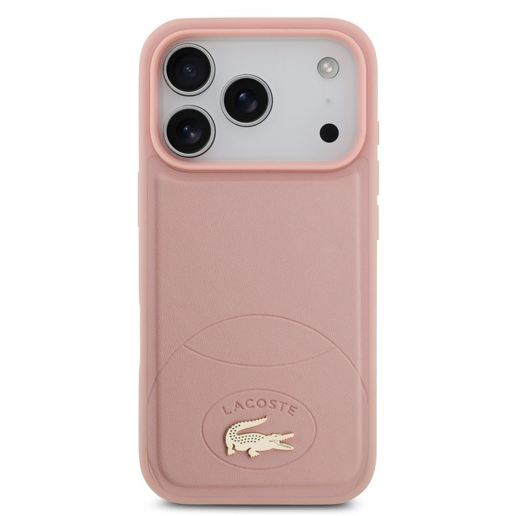 Lacoste MagSafe PU Leather Hard Case with Bliss Design for iPhone 17 Pro Max, Drop Protection, Slim Profile, Sustainable Packaging, Easy Snap-On Design - Pink