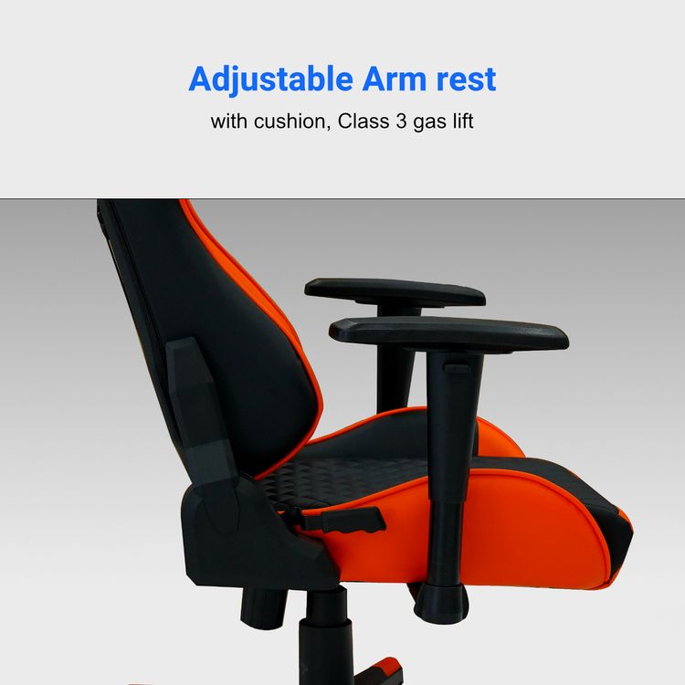 Porodo Professional Gaming Chair Adjustable Backrest & Armrest with cushion - Black / Orange