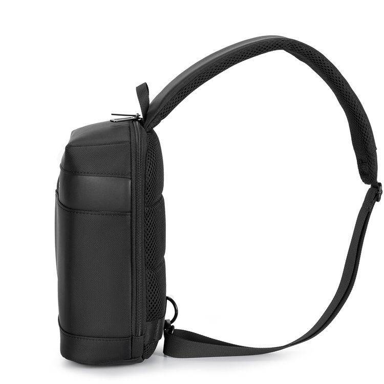 Porodo Cross Body Bag with Water-Resistant Material, Adjustable Shoulder Strap, Secure Device Storage, Padded Back Panel, Type-C Charging Port - Black