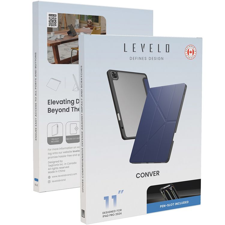 Levelo Conver Clear Back Hybrid Case for iPad Pro 11", Lightweight Design, Precise Cut-Outs, Easy Snap-On - Blue 