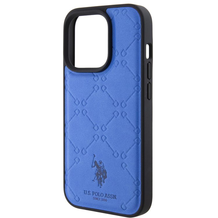 U.S.Polo Assn. PU Leather HS Pattern Case for iPhone 15 Series - Blue - iPhone 15 Pro