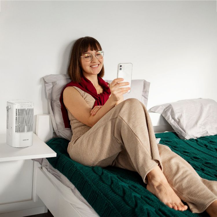 Green Lion Compact Air Cooler Fan with Large Water Tank, Quiet Operation, Portable Handle, Mini Compact, Cool Mist Function, 3500 RPM Range - White