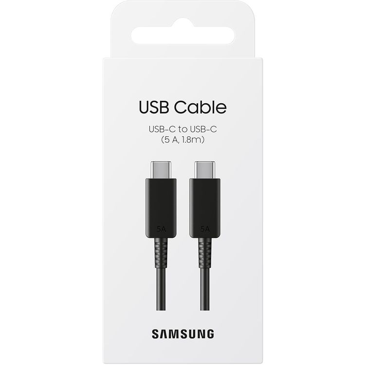 Samsung USB-C to USB-C Cable with 100W Power, 5A Current, 1.8m Cable Length, Fast Charging - Black