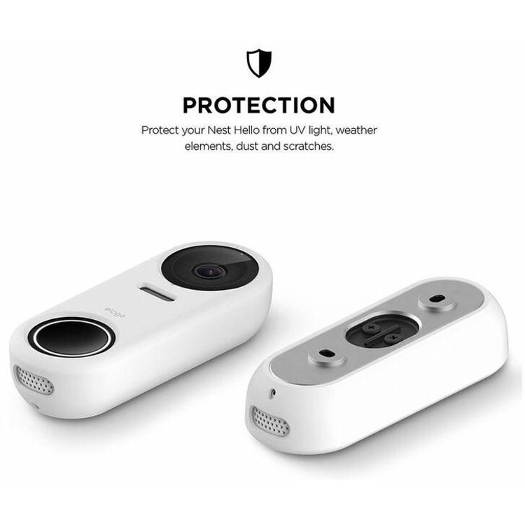 Elago Silicone Case for Nest Hello Doorbell, High Quality, Durable Silicone, Easy to Install, UV Light Protection, Weather Elements Protection, Dust & Scratches Resistant - White