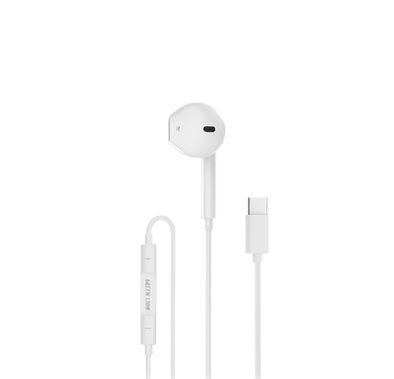 Green Lion Wired Earphone with Single Earbud Type-C with Digit Audio, 1.2m, Control Buttons, TPE & Copper Wire - White