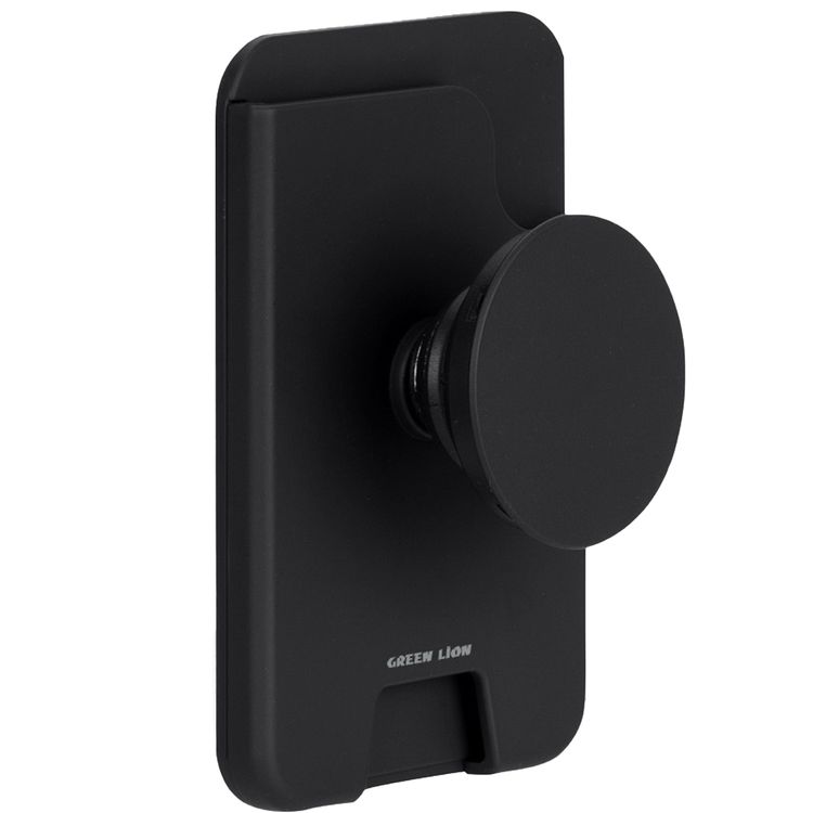 Green Lion W2-MagSafe Wallet with Card Holder, RFID Protection, Easy Access, Quick Attach & Detach, PopGrip Stand, Strong Magnets - Black