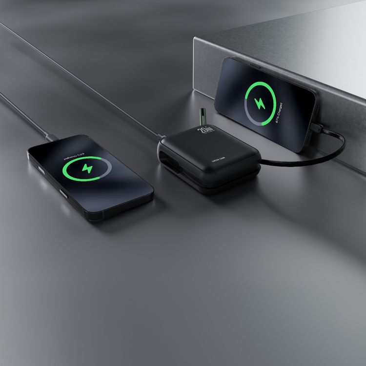 Green Lion Soho Power Bank 10000mAh with PD 20W Fast Charging, Flight Approved, Type-C Input/Output Port, LED Battery Indicator, Easy-Carry Lanyard, Detachable Type-C Cable, Safety Protections - Black