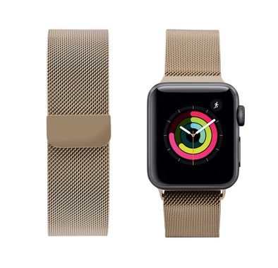 iGuard by Porodo Metal Mesh Band for Smart Watch, Fit & Comfortable Replacement Wrist Band, Adjustable Straps Compatible for Apple Watch 40mm / 38mm - Rose Gold