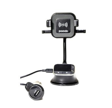 Car Mount Wireless Charger With FM Transmitter 10W - Black