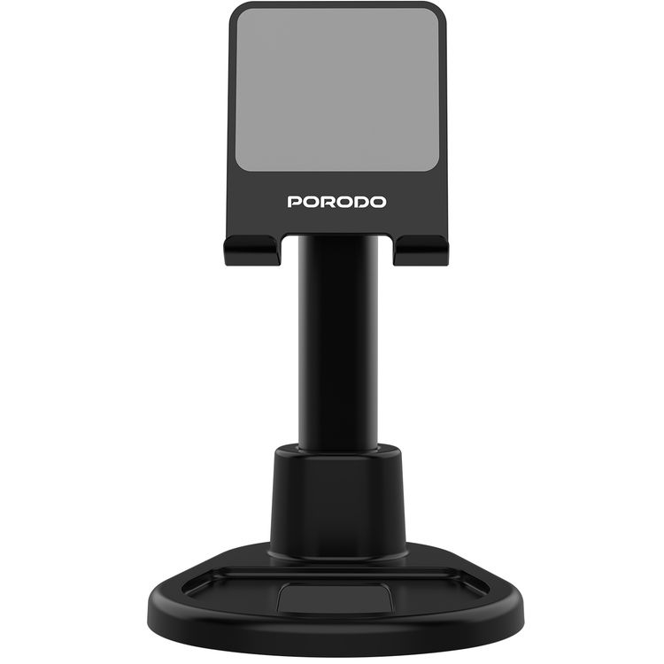 حامل متعدد الزوايا للهواتف والأجهزة اللوحية من بورودو مع قضيب تلسكوبي قابل للتعديل، أقصى ارتفاع 35 سم، متوافق مع نطاقات 6.5-12.9 بوصة، دوران 360 درجة، ثبات ثنائي المحور، مصنوع من مواد ABS وPC - أسود