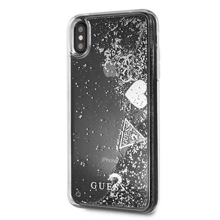 CG MOBILE Guess Hearts Glitter Hard Phone  Case Compatible for iPhone Xs Max Officially Licensed - Silver