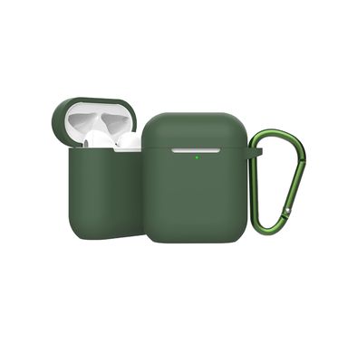 Green Lion Berlin Series Silicone Case for Airpods 1 & 2, Metal Carabiner Included, Anti-Scratch, Water-Resistance, Slim & Lightweight - Green