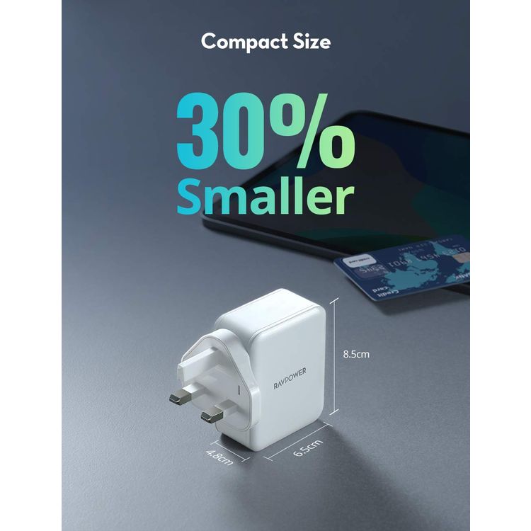 RAVPower 3-Port USB Wall Charger 30W UK - White