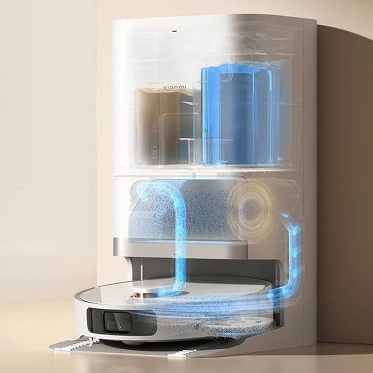 مكنسة شاومي روبوت X20+ مع محطة قاعدة شاملة، 4 أوضاع تنظيف، سعة خزان ماء 4 لتر، بطارية 5200 مللي أمبير، بقدرة 75 واط، عمر بطارية يصل إلى 140 دقيقة، ملاحة ليزر LDS، تحكم عن بعد ذكي، تقنية بزاوية واسعة - أبيض