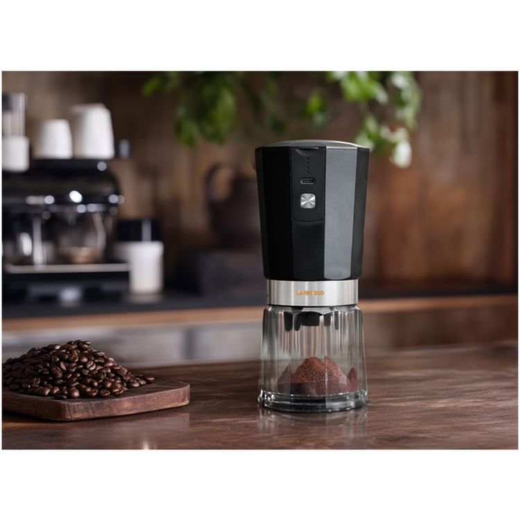 LePresso Rechargeable Coffee Grinder with 35g Capacity, 40 Cups per a Single Charge, 420ss High-Grade Steel, 800mAh Battery, 18W Rated Power - Black