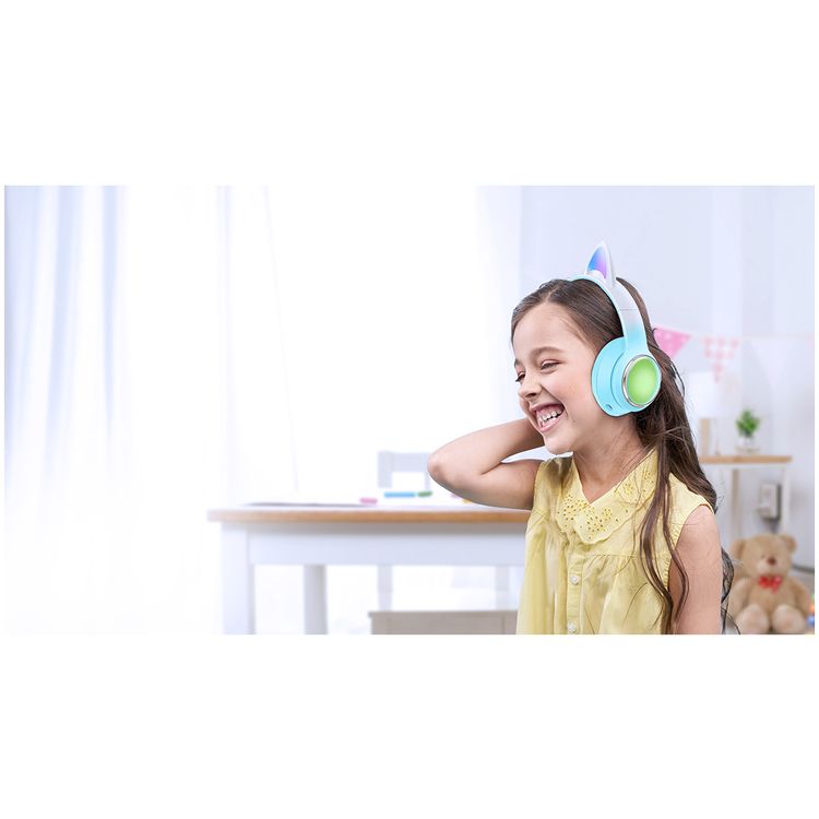 Green Lion GL-400 Kids Wireless Headphones with Light Effect & Flashing Modes, Up to 20 Hours Working Time, Bluetooth Version 5.3, Lightweight Design - Blue
