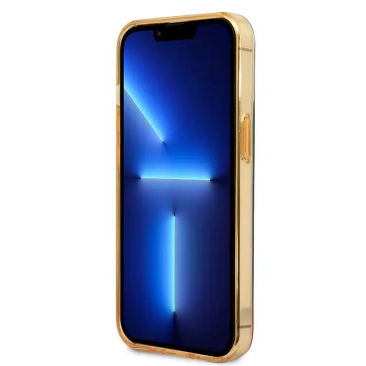 USPA PC / TPU جراب متدرج مع مصد مصبوغ وشعار الحصان متوافق مع iPhone 14 Pro Max - أزرق / برتقالي